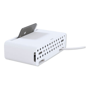Kantek Cable Management Power Hub And Stand With Usb Charging Ports, 5 Outlets, 3 Usb, 6.5 Ft Cord, 11.75 X 6.6 X 3.5, White freeshipping - TVN Wholesale